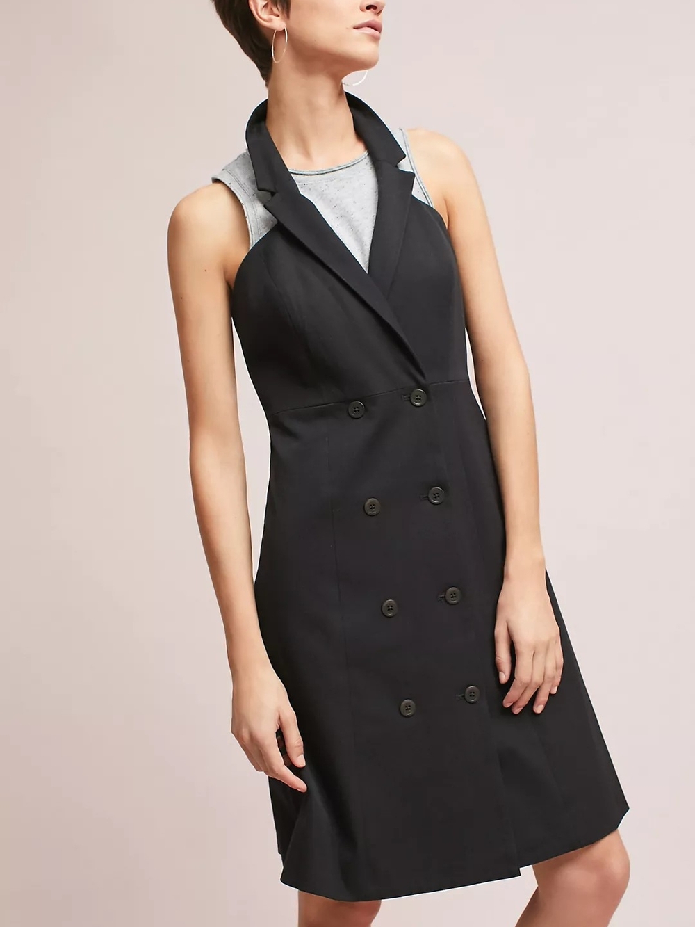Anthropologie Maeve Loretta Blazer Dress Black Double Button US 6
